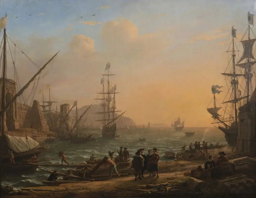 Tarde: Un puerto marítimo al atardecer - Claude Lorrain