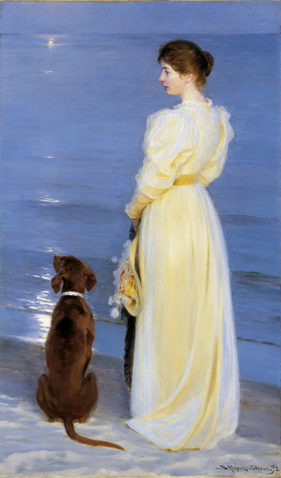 Noche de verano en Skagen – La mujer del artista con su perro - Peder Severin Krøyer