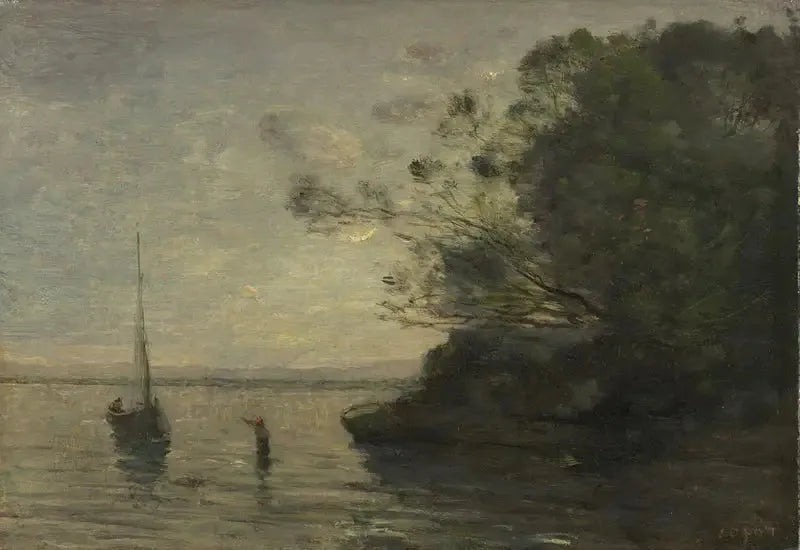 Velada en el lago - Jean-Baptiste Camille Corot