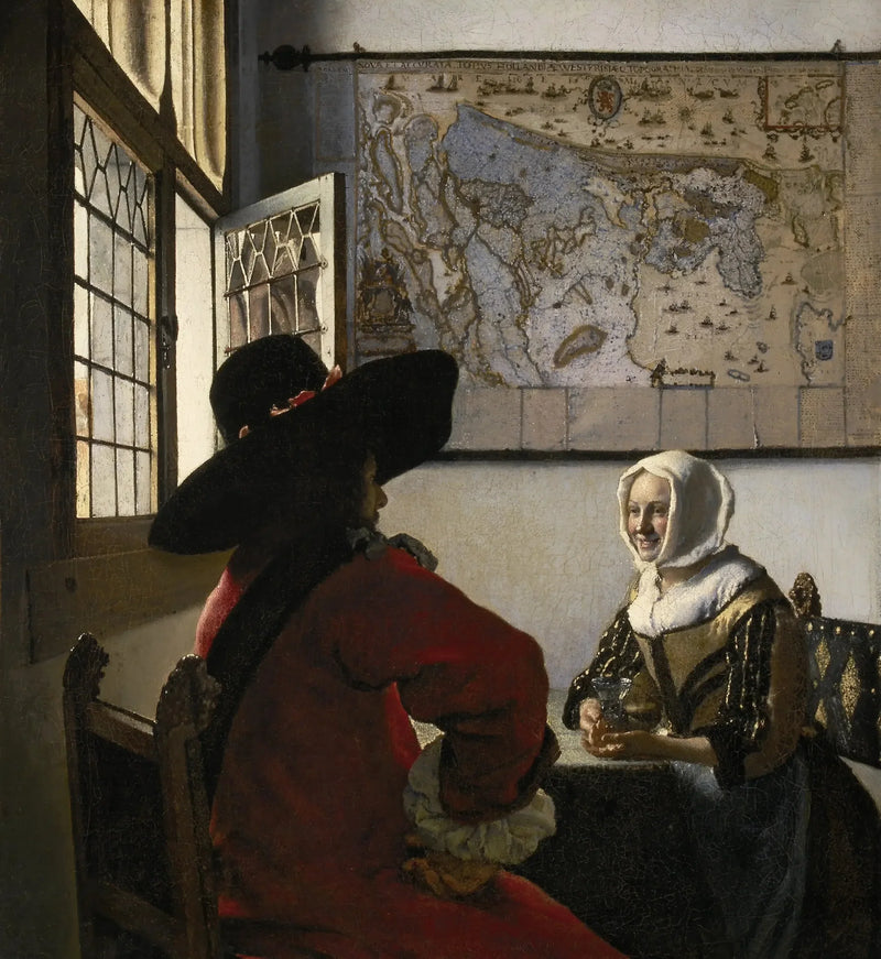 Soldado y joven chica riendo - Johannes Vermeer