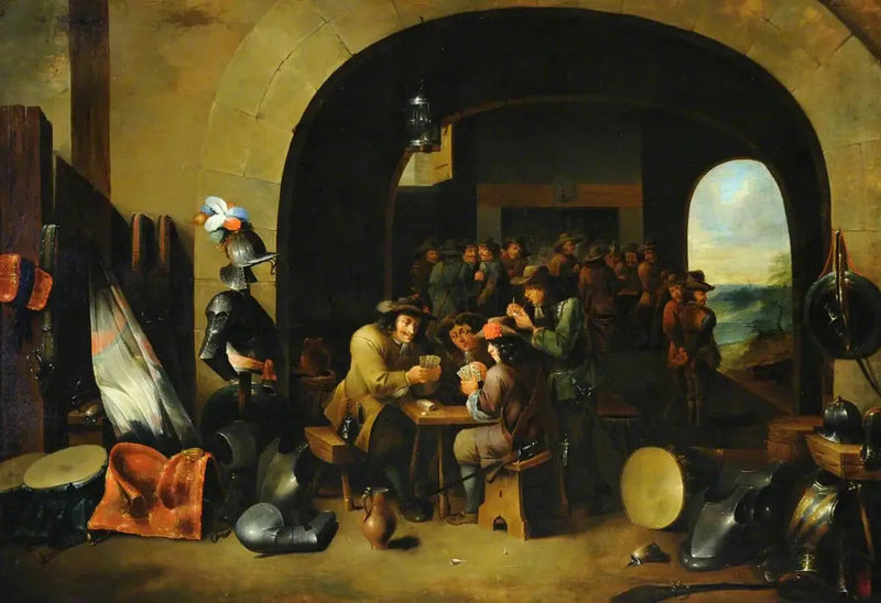 Soldados jugando a las cartas en una sala de guardia - David Teniers el Joven