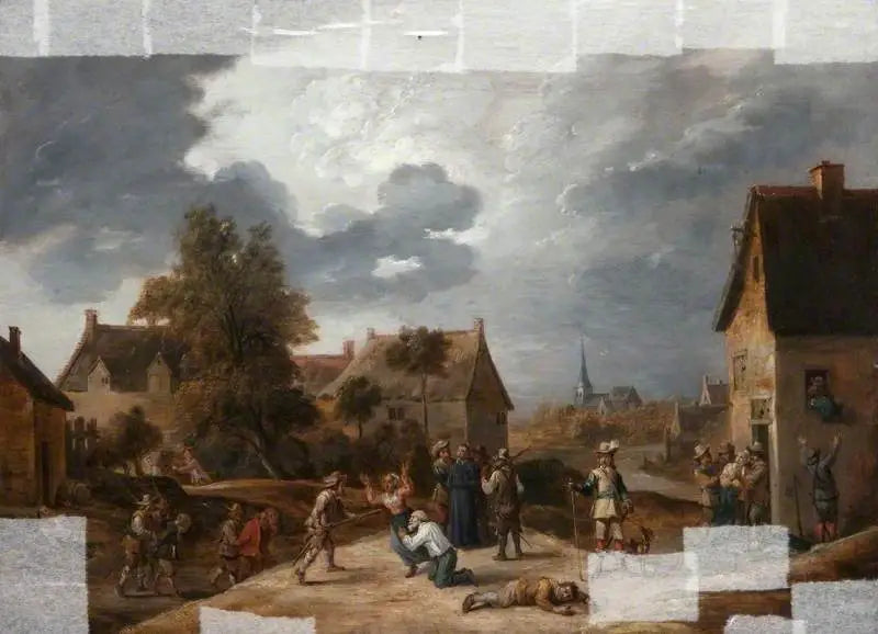 Soldados capturando un pueblo - David Teniers el Joven
