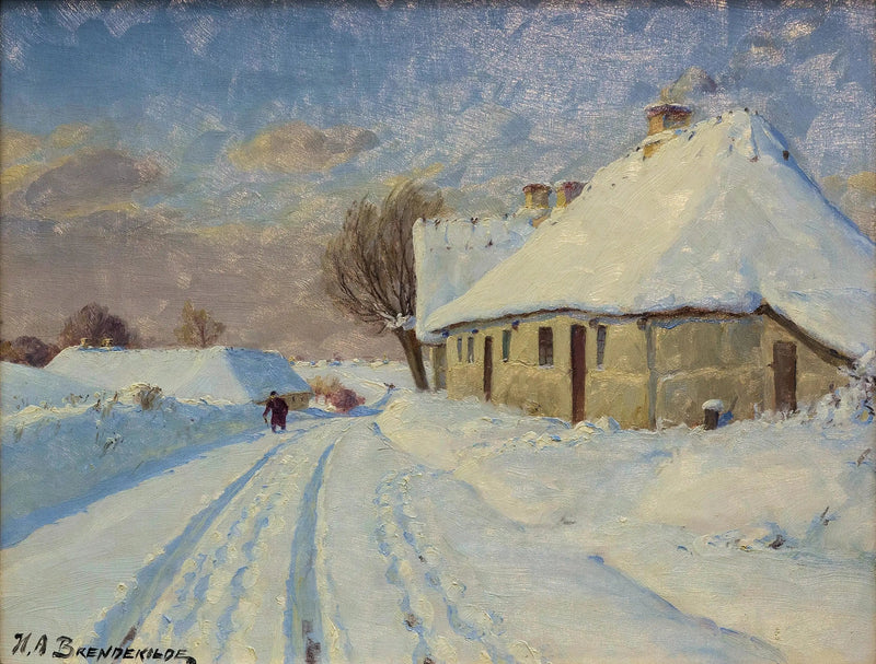 Sol en el pueblo un día de invierno. - H. A. Brendekilde