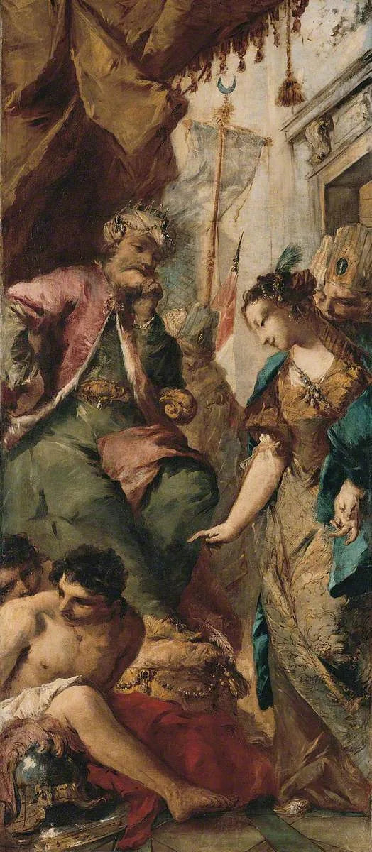 Sophronie pidiendo al rey sarraceno Aladine que libere a los prisioneros cristianos - Francesco Guardi