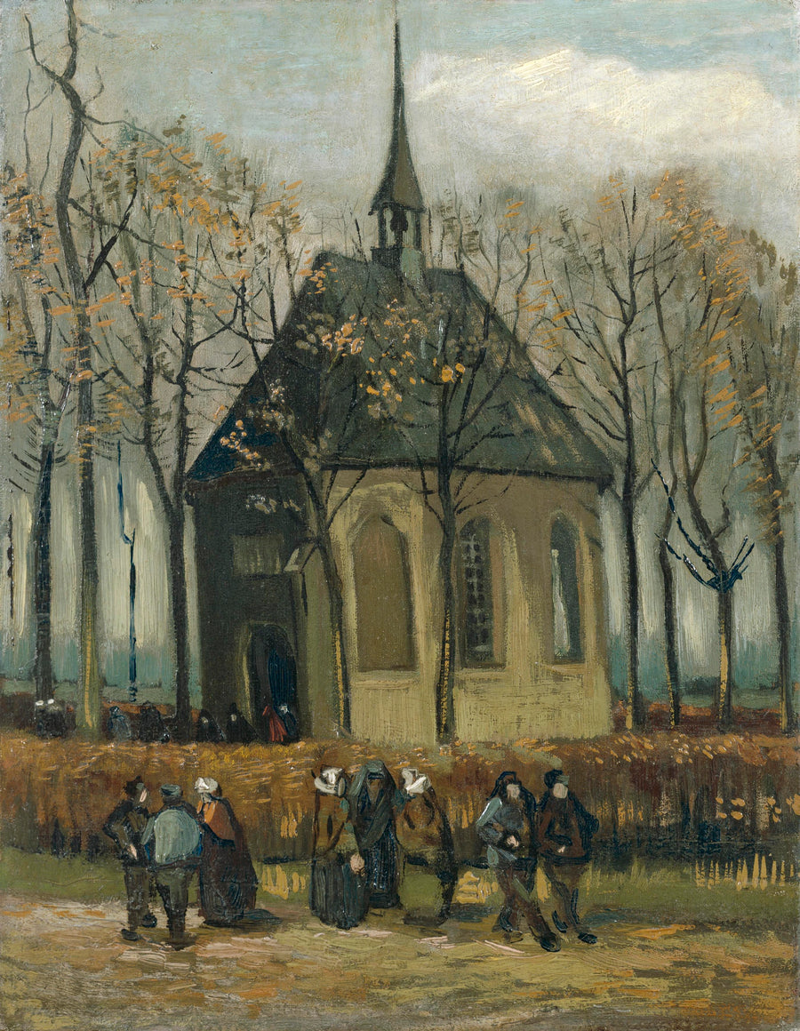 Congregación saliendo de la Iglesia reformada de Nuenen - Vincent van Gogh