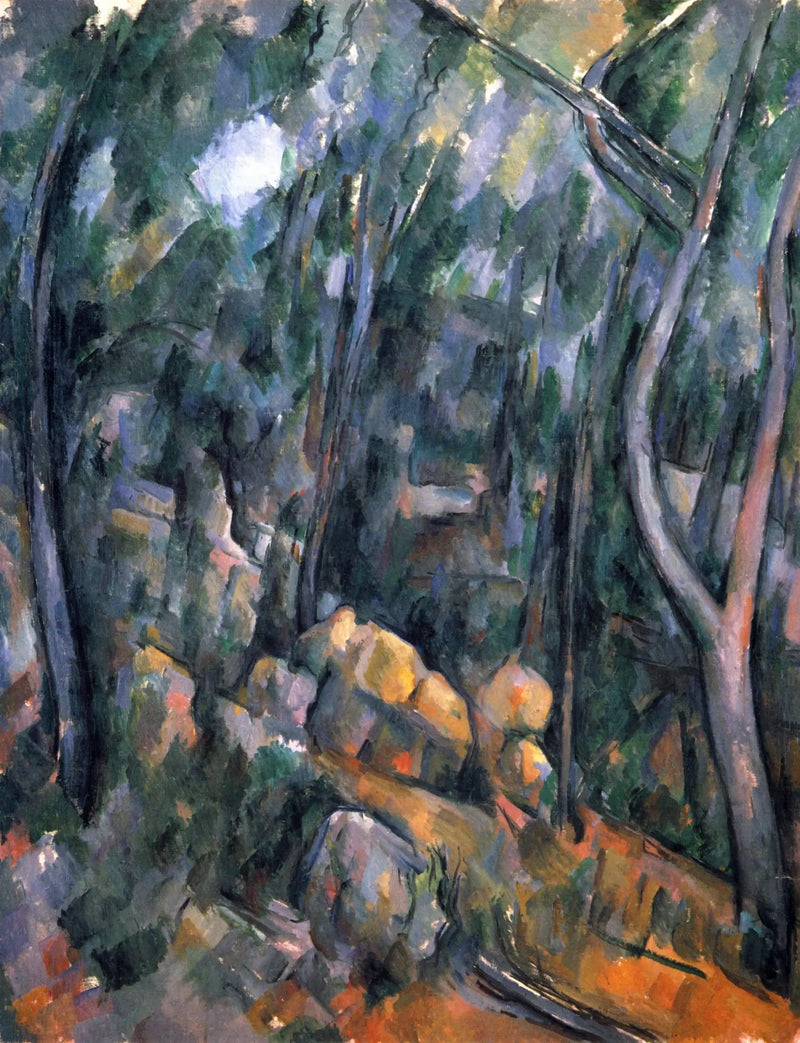 Soto delante de las cuevas sobre el Château Noir - Paul Cézanne