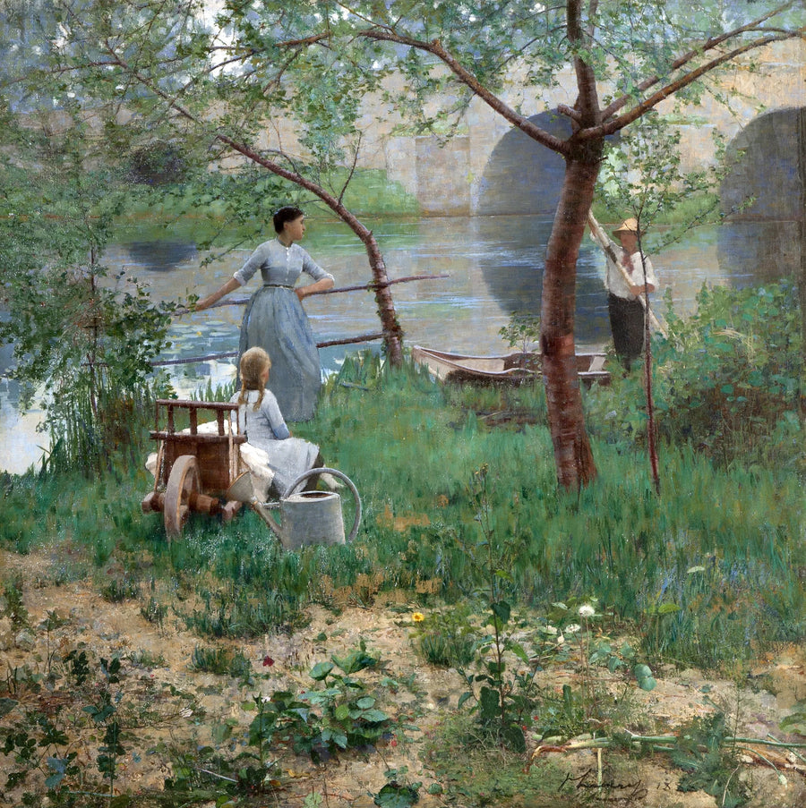Bajo el cerezo (anteriormente titulado "En el Loing, una conversación vespertina") - John Lavery