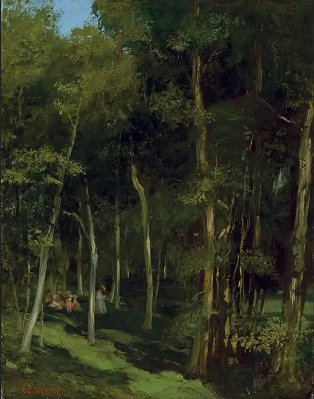 Bajo los árboles en Port-Berteau, niños bailando - Gustave Courbet