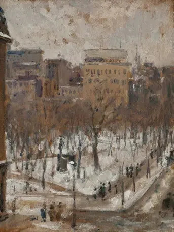 Square à Paris, temps de neige - Gustave Caillebotte image 1 reproduction artisanale de tableau
