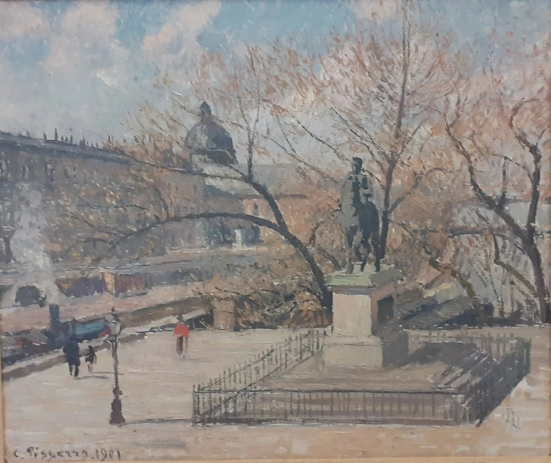 Estatua de Enrique IV y hotel de la Moneda, mañana, sol - Camille Pissarro