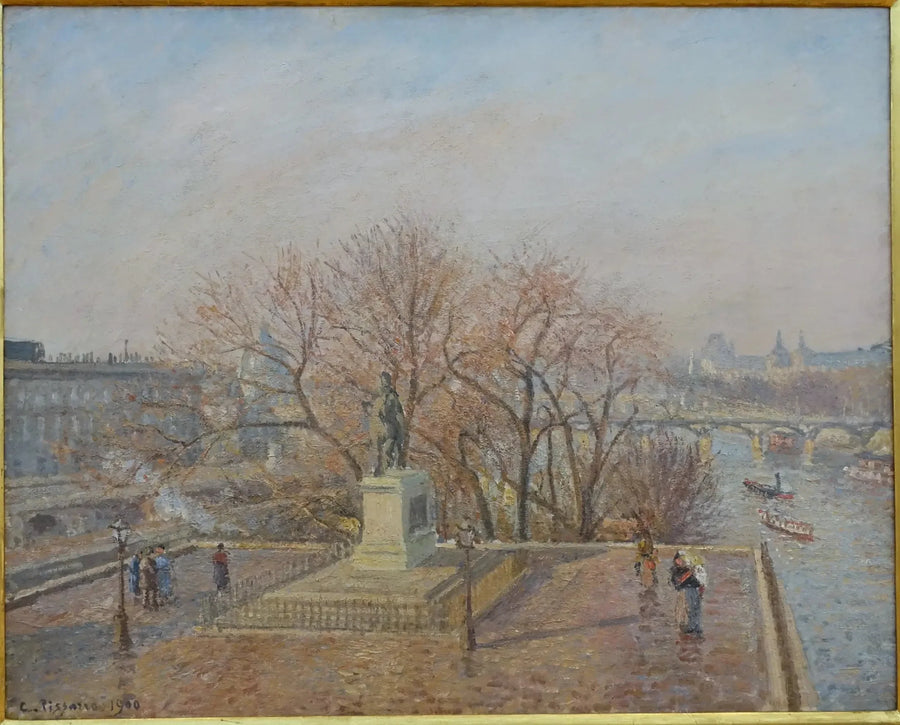 Estatua de Enrique IV, mañana, sol de invierno - Camille Pissarro