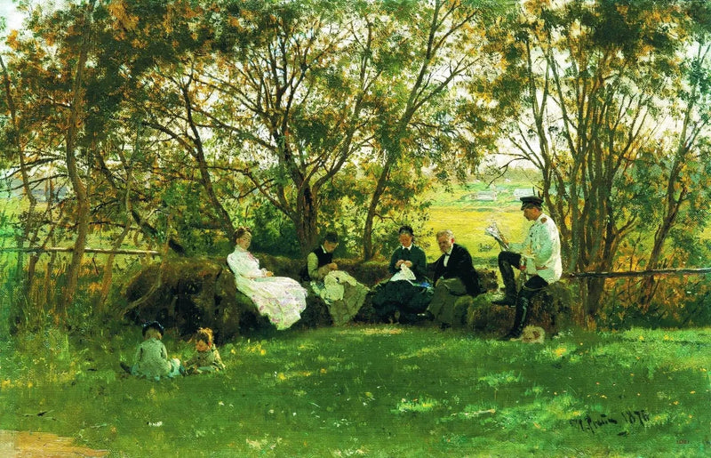 Sobre un banco en el césped - Ilya Repin