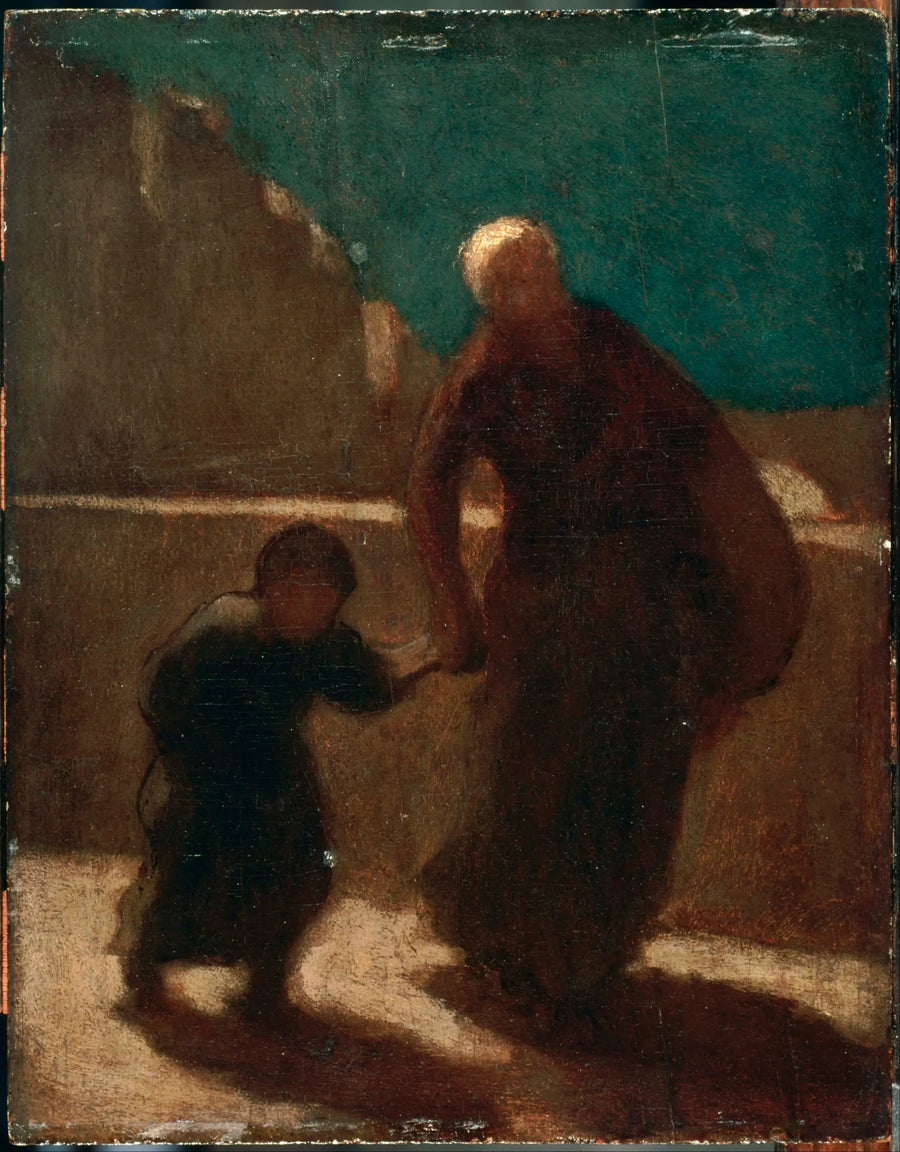 En un puente por la noche - Honoré Daumier