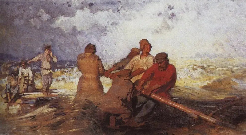 En una balsa en la tormenta en el Volga - Ilya Repin