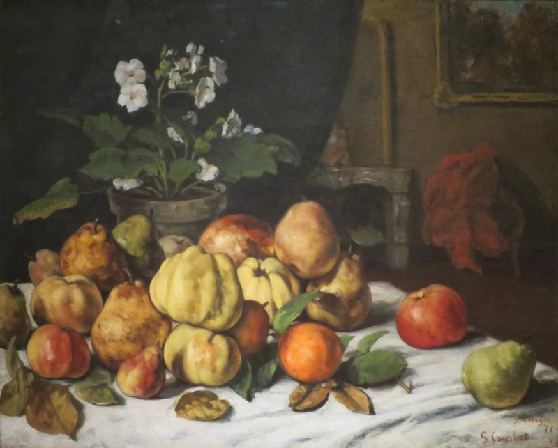 Mesa de salón cubierta de frutas - Gustave Courbet