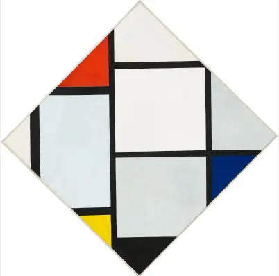 Cuadro n° IV; Composición en rombo con rojo, gris, azul, amarillo y negro - Piet Mondrian