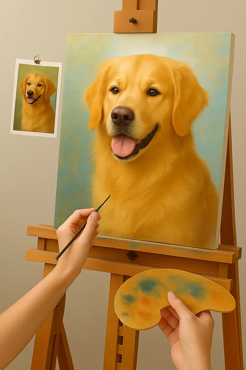 🎨 Cuadro personalizado de perro – Pintura al óleo única