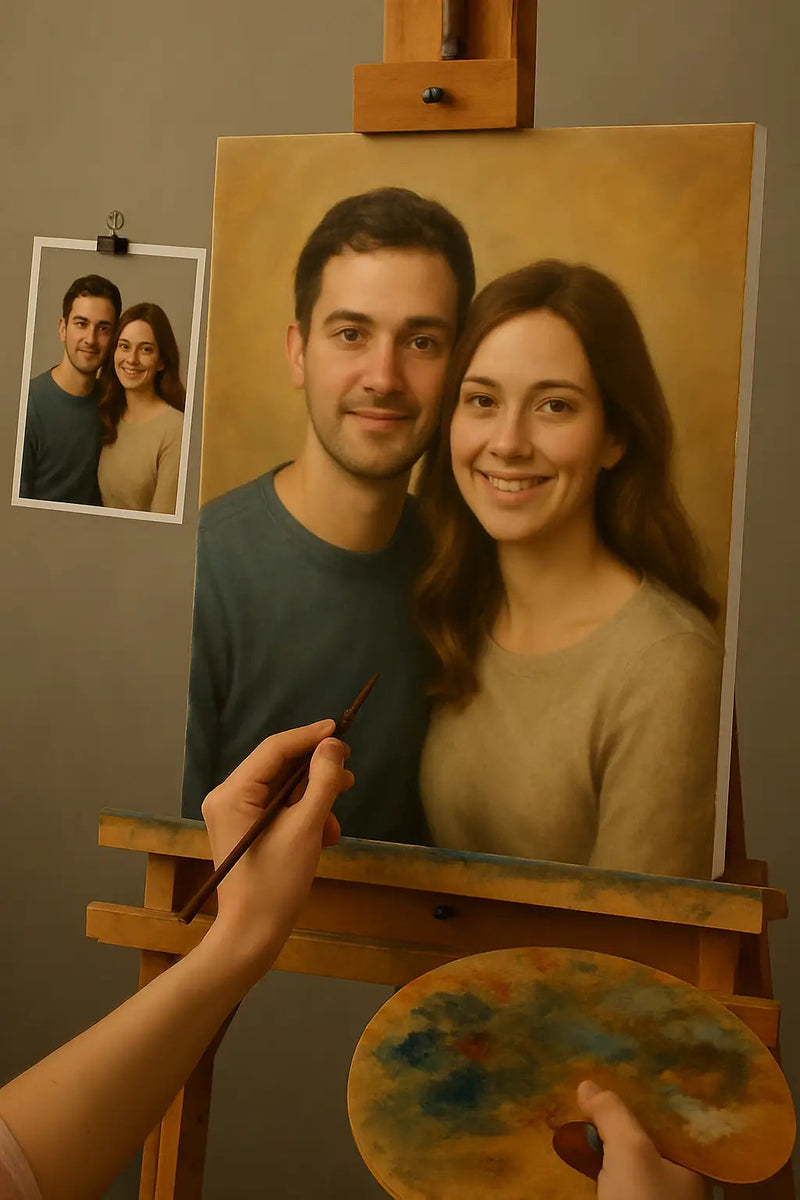 💑 Cuadro personalizado para parejas – Pintura al óleo única y emocional