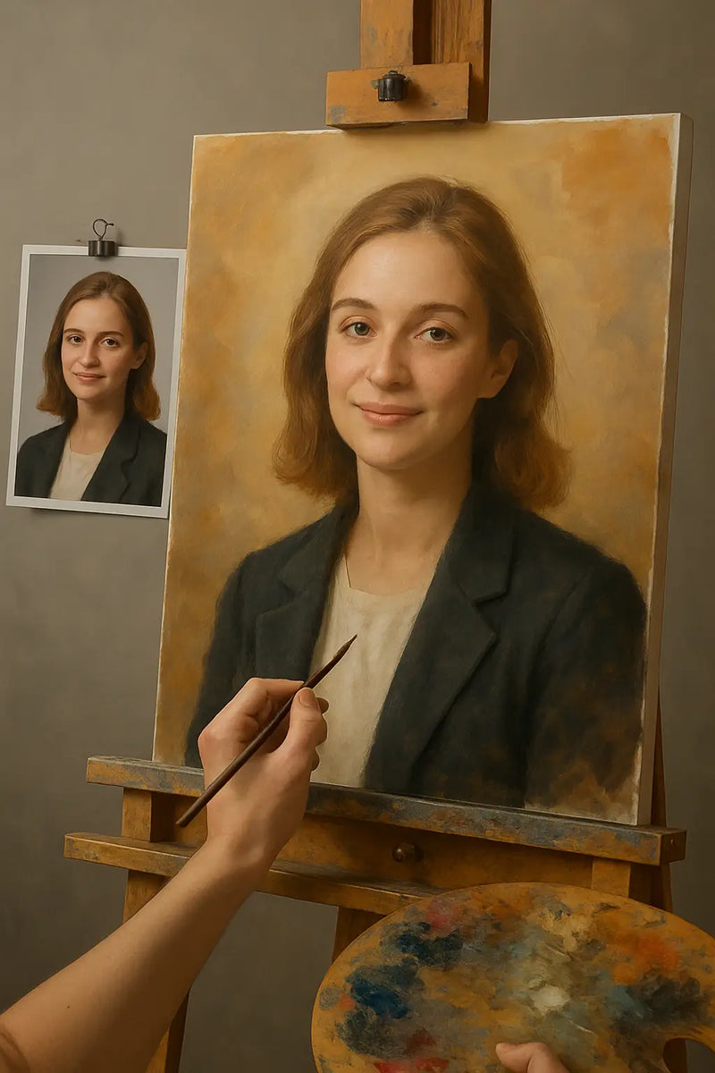 🎨 Cuadro Retrato Personalizable 1 Persona – Pintura al Óleo Única