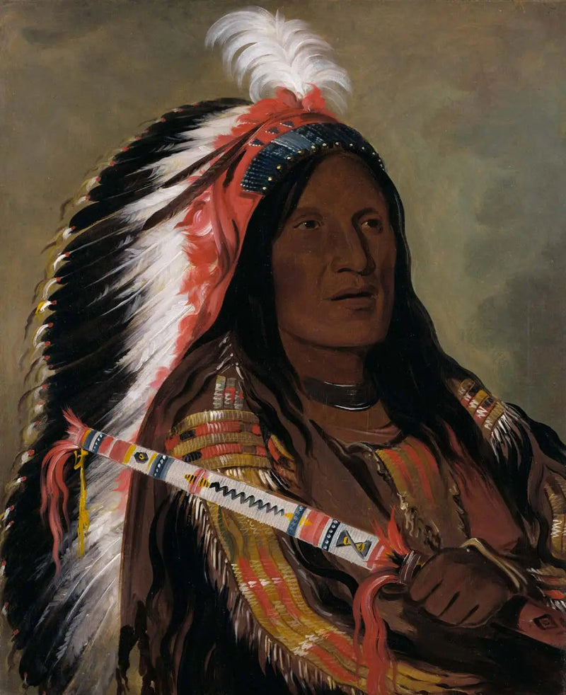 Táh-téck-a-da-háir, Vent raide, un valiente del grupo Bad Arrow Points - George Catlin