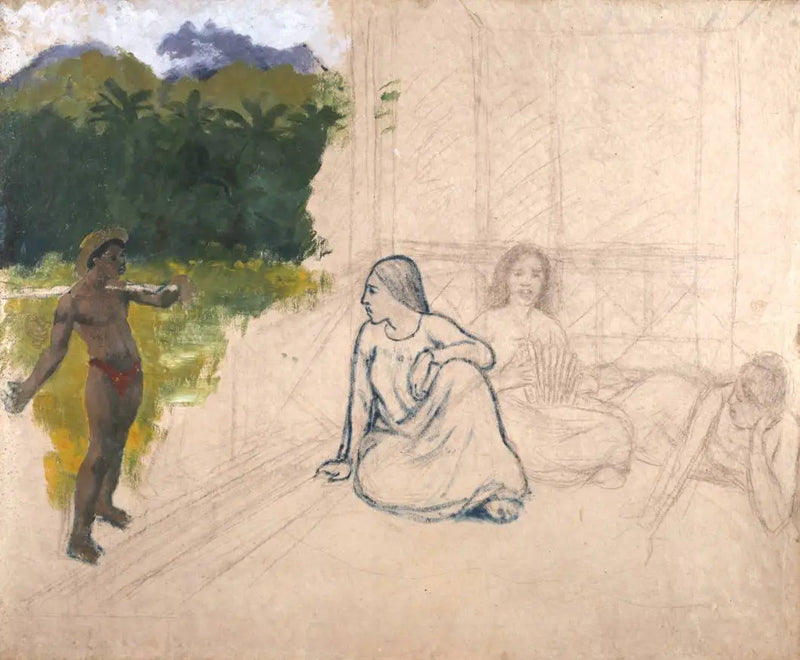 Tahitianos, o Tahitianas en reposo - Paul Gauguin