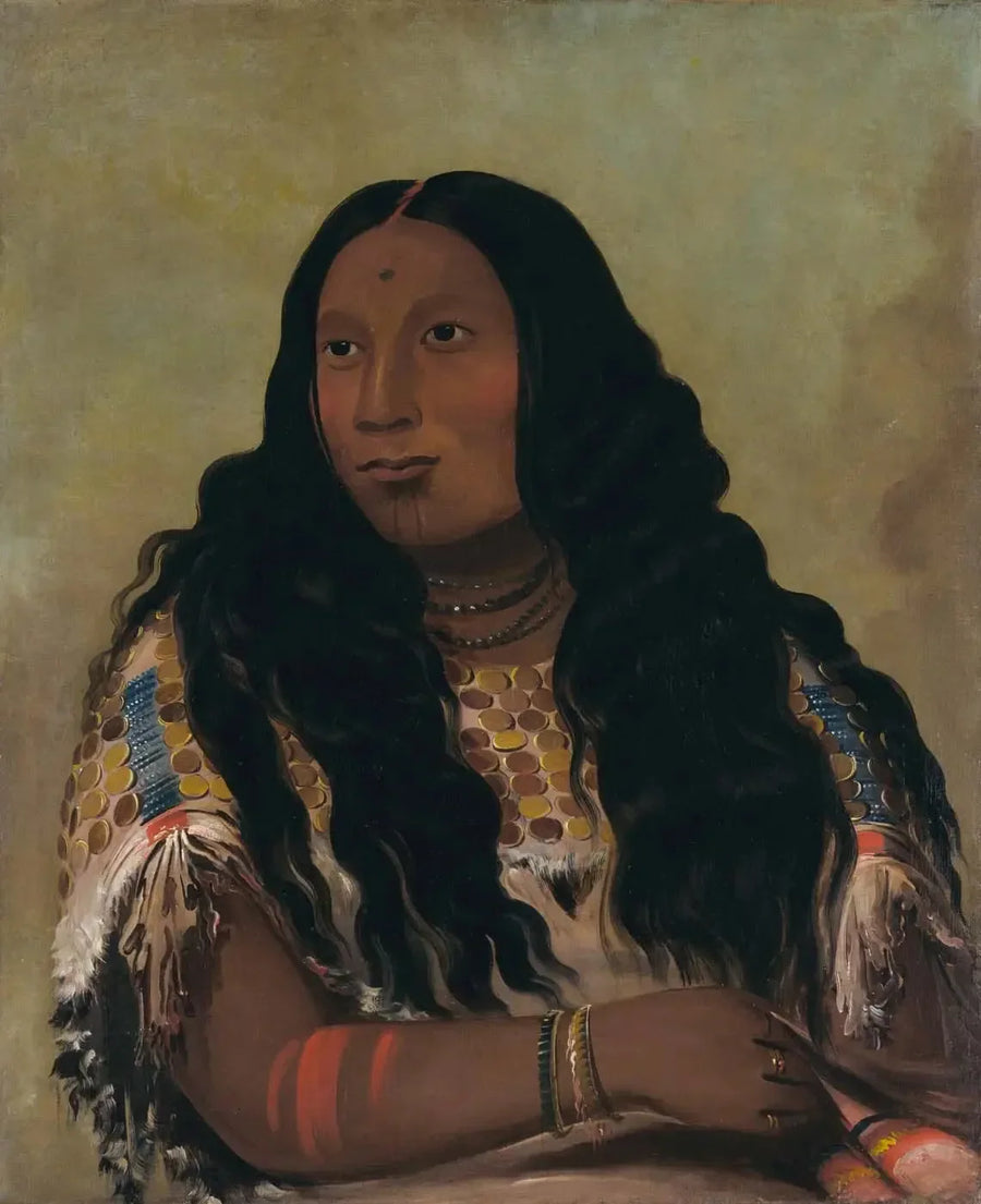 Tchón-su-móns-ka, Banco de Arena, esposa del comerciante François Chardon - George Catlin