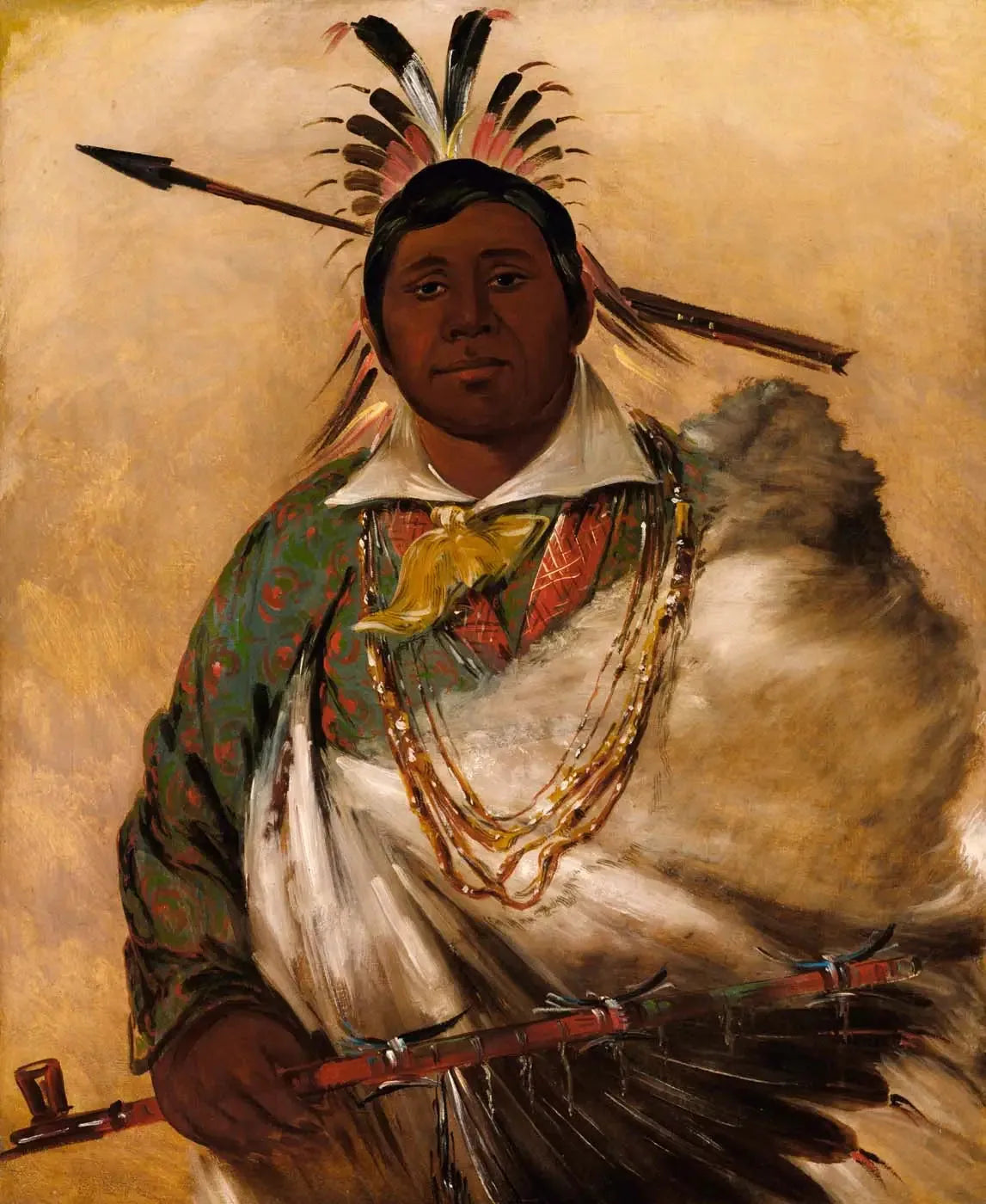Téh-ke-néh-kee, manteau noir, un chef - George Catlin image 1 reproduction de peinture à l’huile