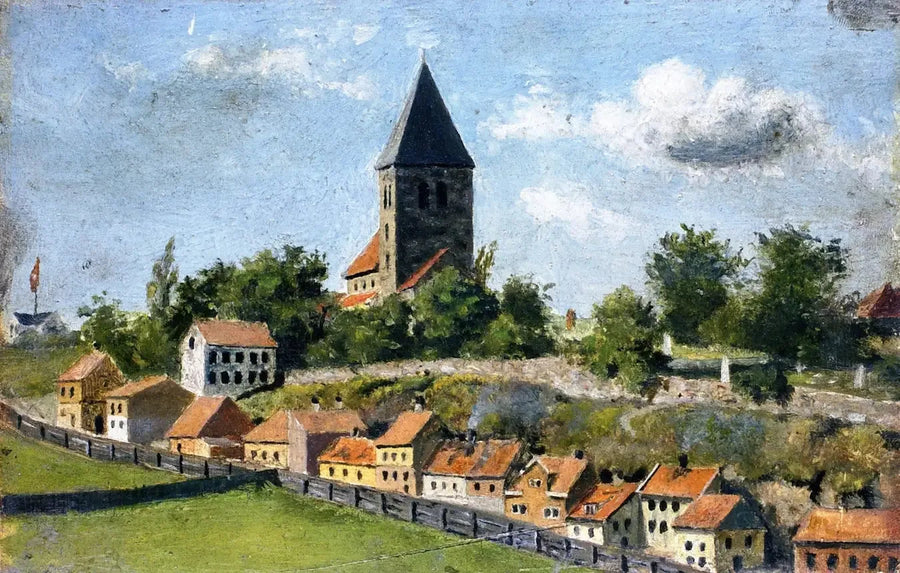 Telthusbakken con la vieja iglesia de Aker - Edvard Munch