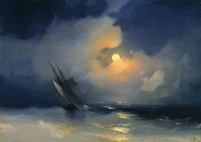 Tormenta en el mar en una noche de luna llena - Iván Aïvazovski