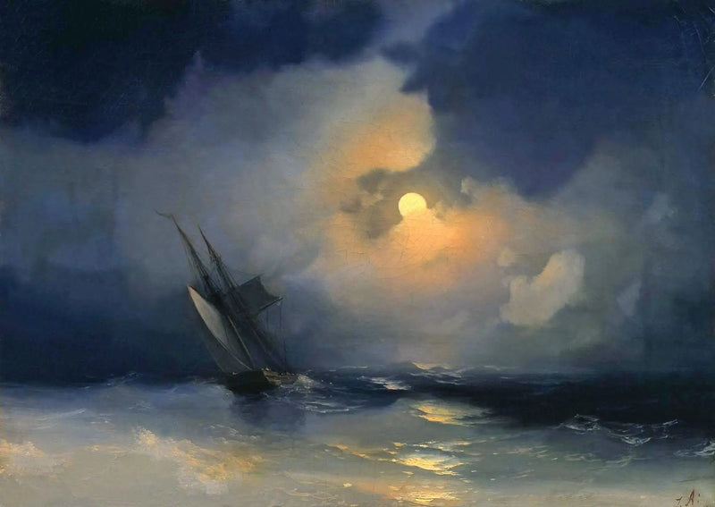 Tormenta en el mar en una noche de luna llena - Iván Aïvazovski