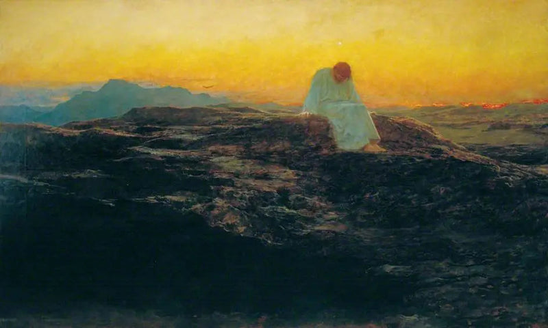 Tentación en el desierto - Briton Rivière