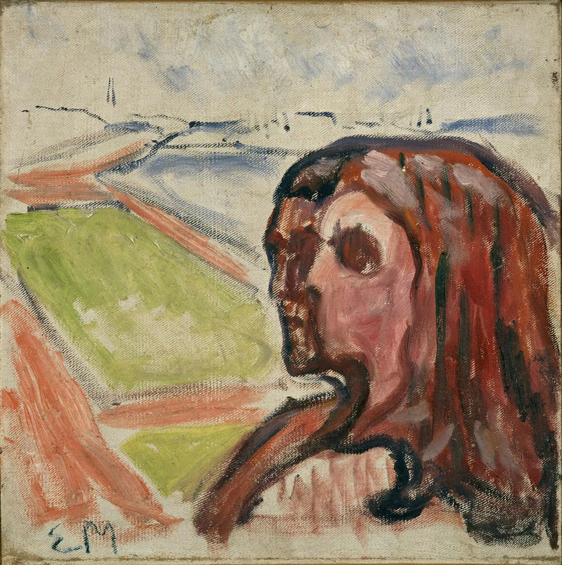 Cabeza contra cabeza en un paisaje - Edvard Munch