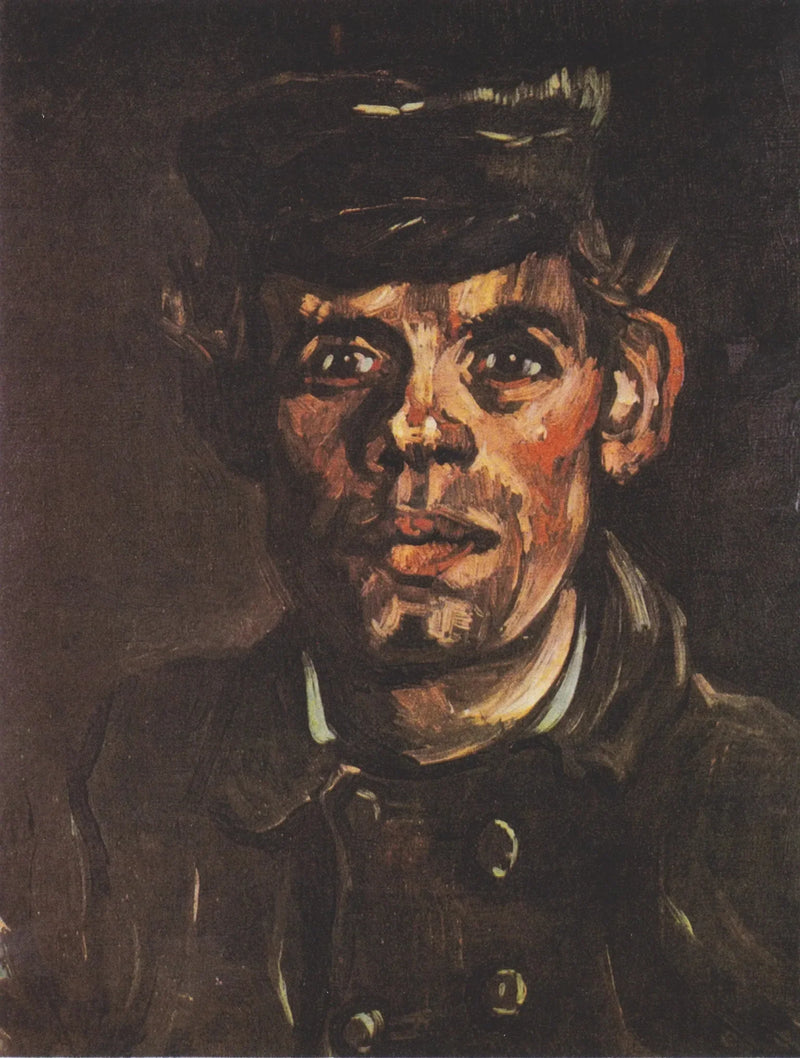 Cabeza de un joven campesino con gorra de visera - Vincent van Gogh