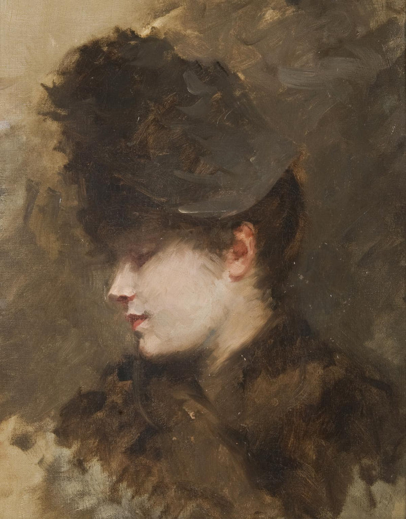 Cabeza de mujer con sombrero, de perfil - Giuseppe De Nittis