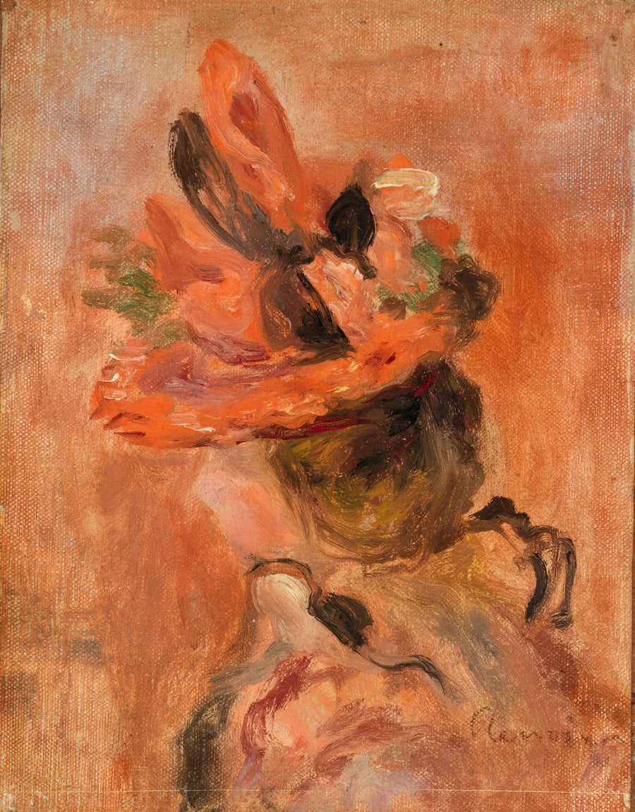 Cabeza de mujer con sombrero rojo - Pierre-Auguste Renoir