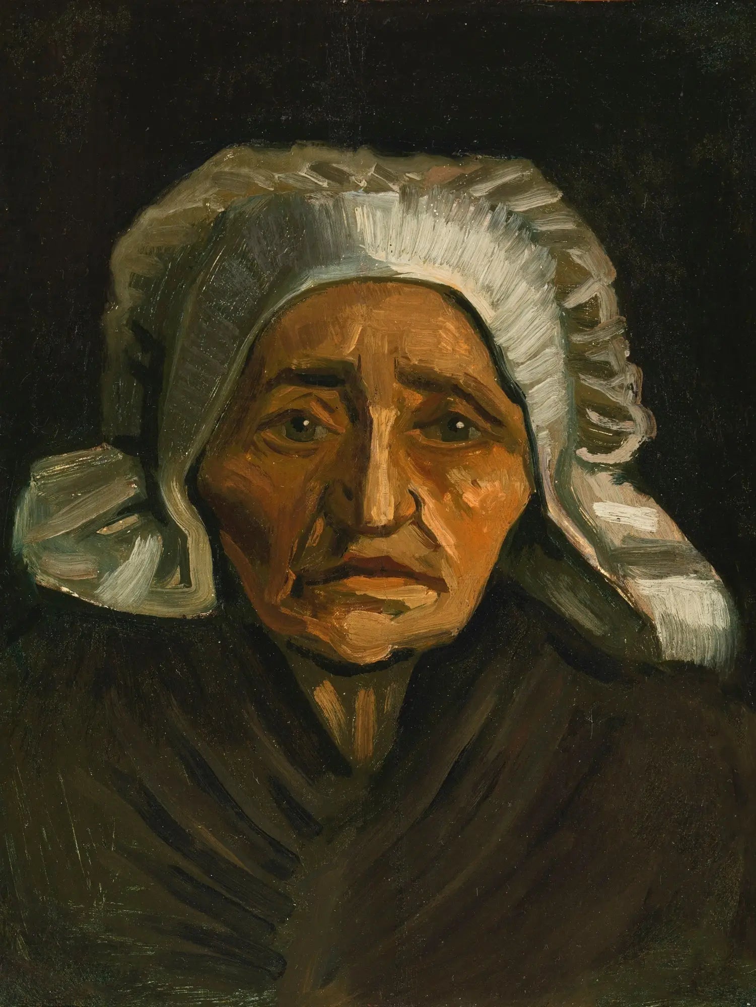 Tête de paysanne à la coiffe blanche - Vincent van Gogh image 1 copie de tableau peinte à la main