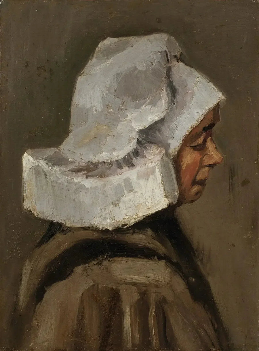 Cabeza de campesina con bonete blanco - Vincent van Gogh