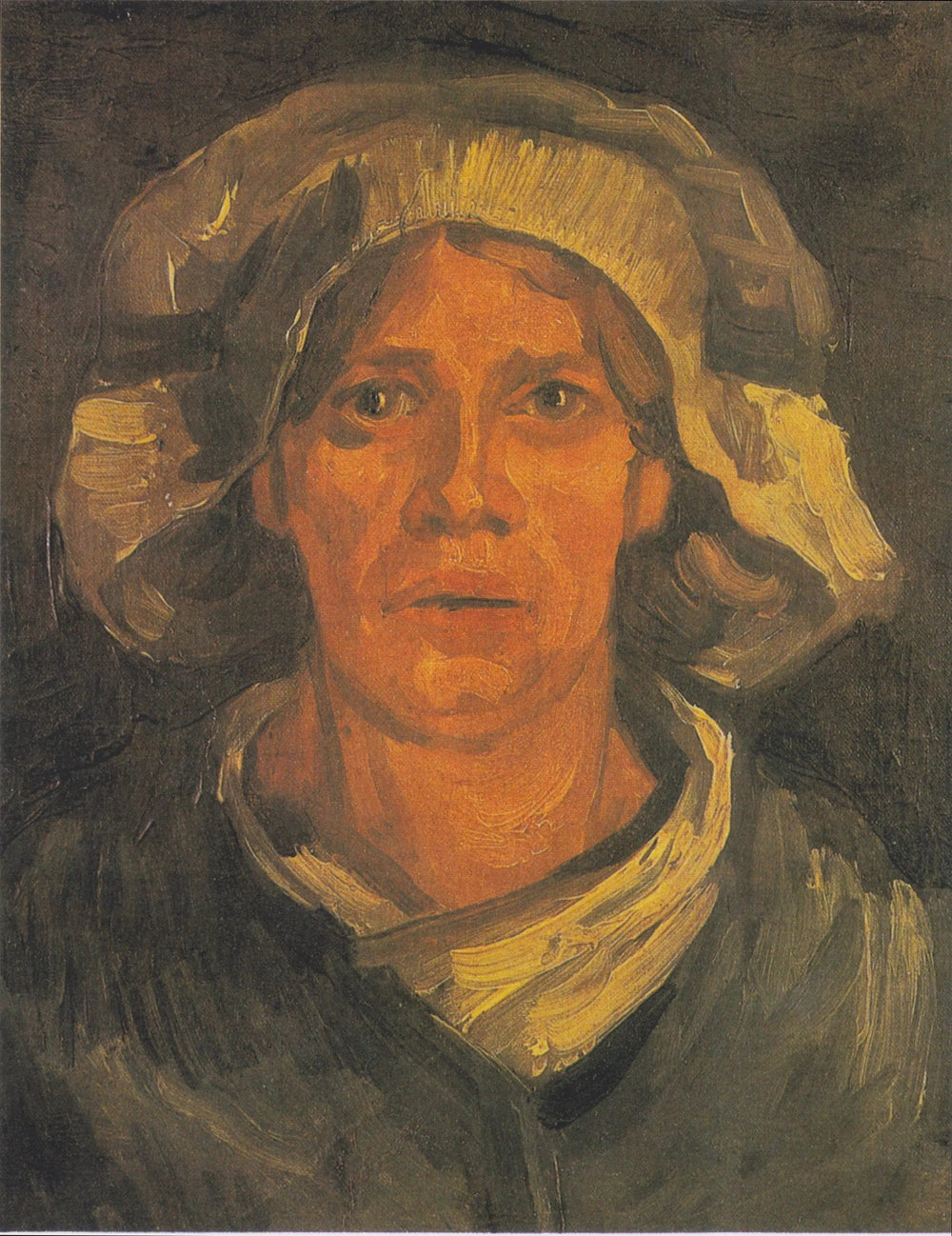 Tête de paysanne au bonnet blanc - Vincent van Gogh image 1 copie peinte à la main à l’huile