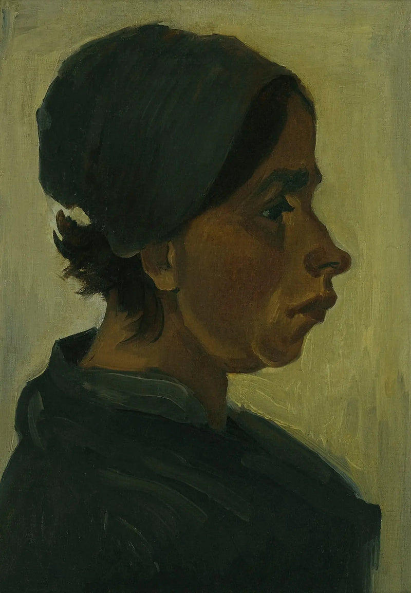 Cabeza de campesina con bonete negro - Vincent van Gogh