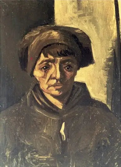 Cabeza de campesina con bonete negro - Vincent van Gogh