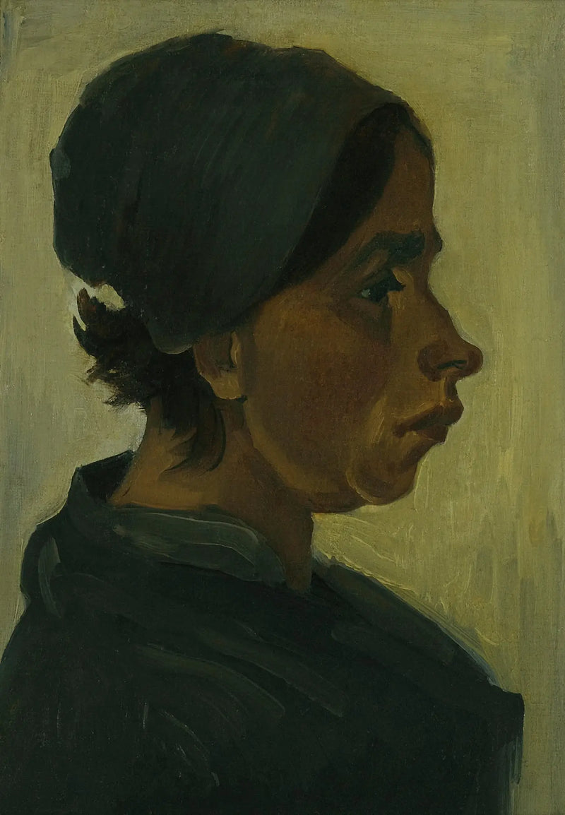 Cabeza de campesina con bonete negro - Vincent van Gogh