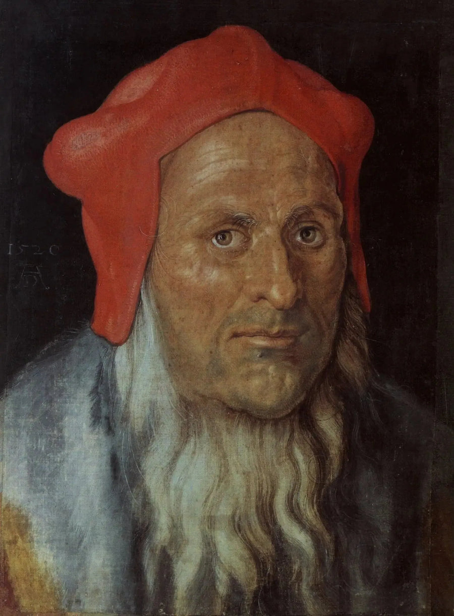 Cabeza de anciano con gorro rojo - Albrecht Dürer