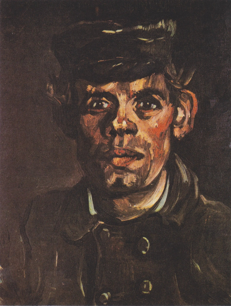 Cabeza de un joven campesino con gorra de visera - Vincent van Gogh