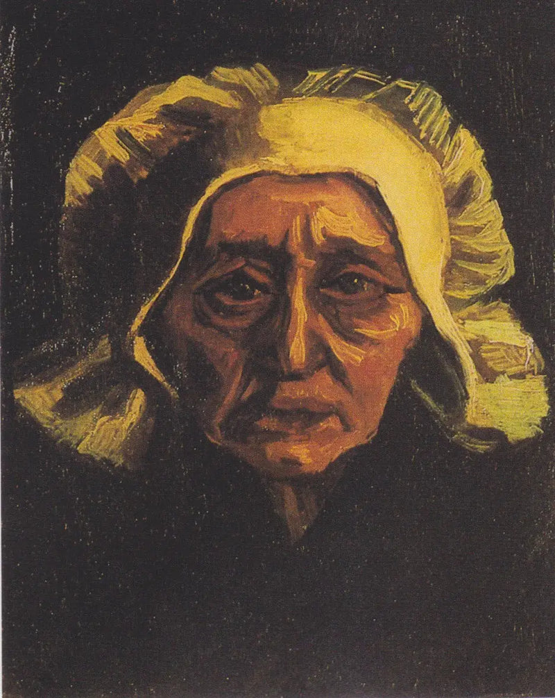 Cabeza de una anciana campesina con bonete blanco - Vincent van Gogh