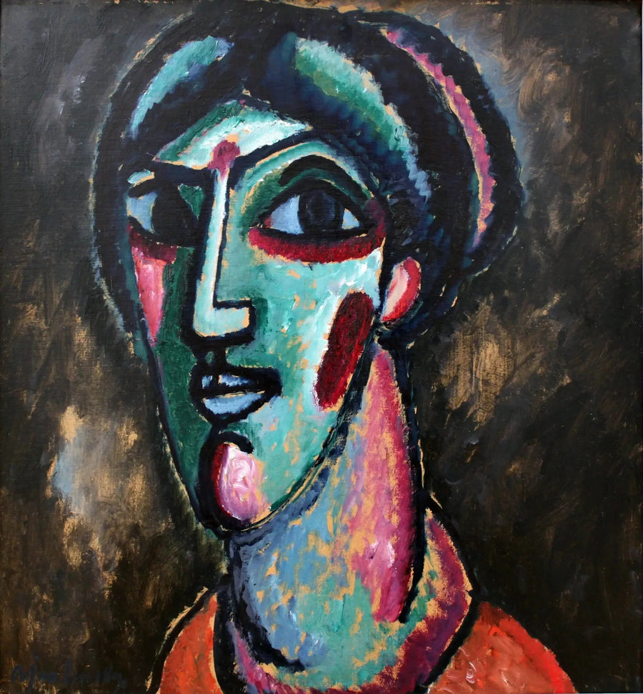 Cabeza en negro y verde - Alexej von Jawlensky
