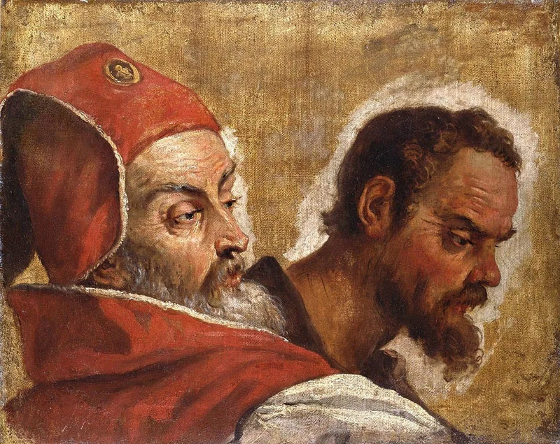 Cabezas de dos hombres: ¿ un escriba o un fariseo y un apóstol? - Sebastiano Ricci