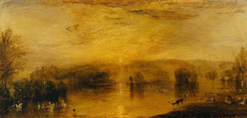 El Lago, Petworth: Atardecer, un Ciervo Bebiendo - J. M. W. Turner