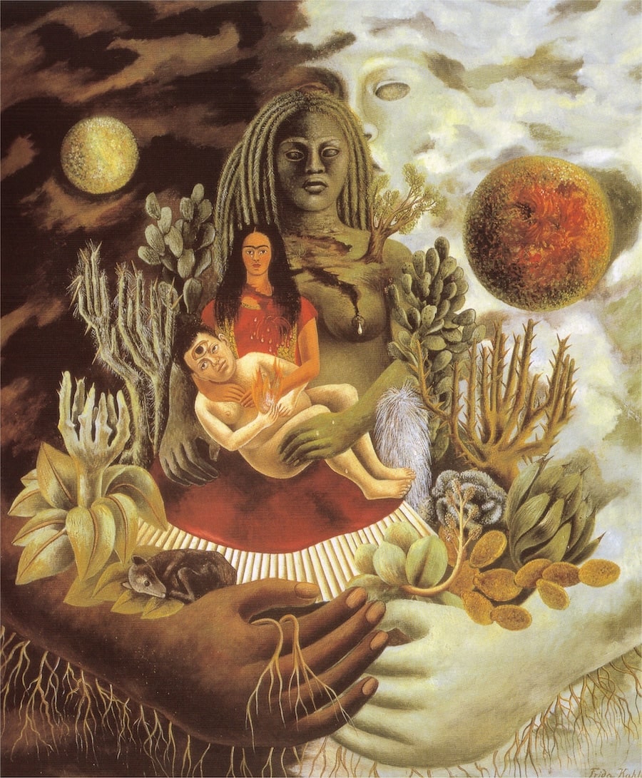L’Étreinte amoureuse de l’Univers, de la Terre (Mexique), de moi, de Diego et de Señor Xólotl - Frida Kahlo image 1 reproduction de peinture à l’huile
