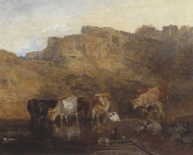 La Ruina Silenciosa, Ganado en Agua; Un Boceto, Tarde - J. M. W. Turner