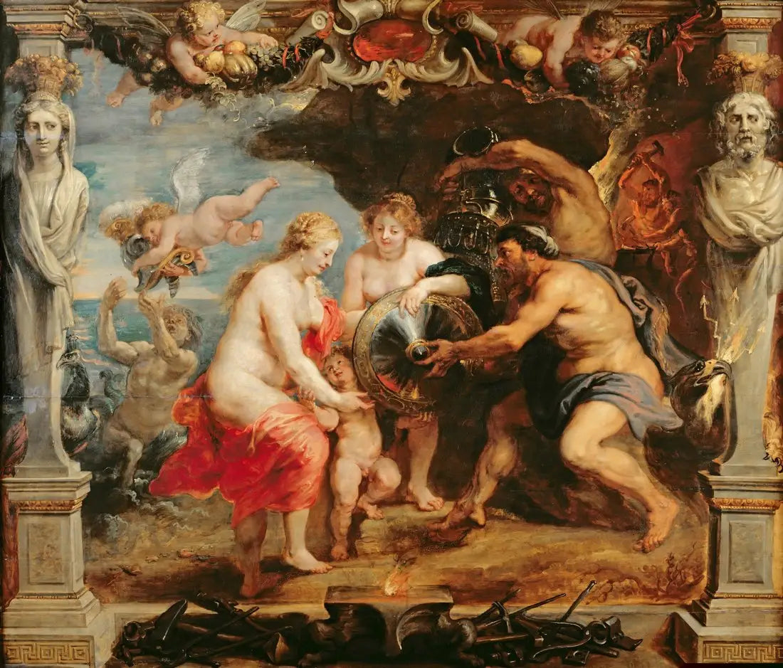 Thétis recevant de Vulcain les armes d'Achille - Peter Paul Rubens image 1 copie peinte à la main à l’huile